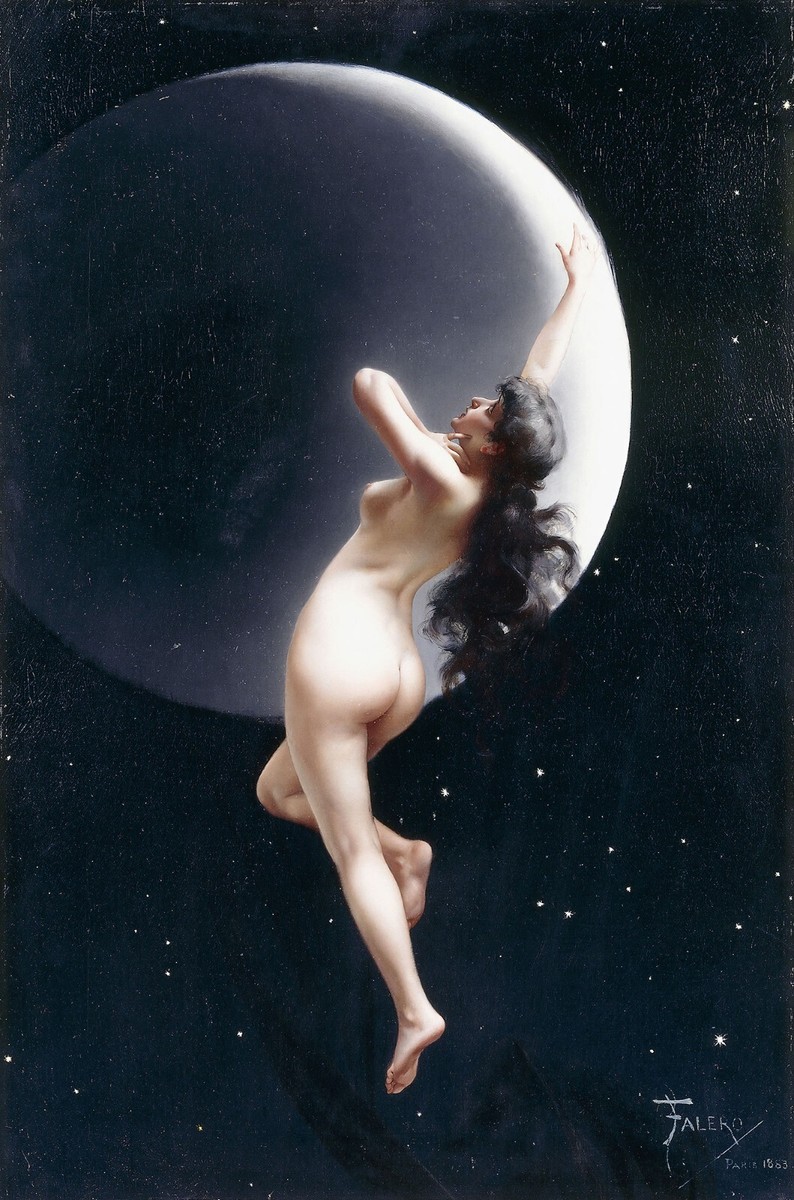 Reproduction Tableau Luis Ricardo Falero – Nymphe – Art Nouveau Encadré