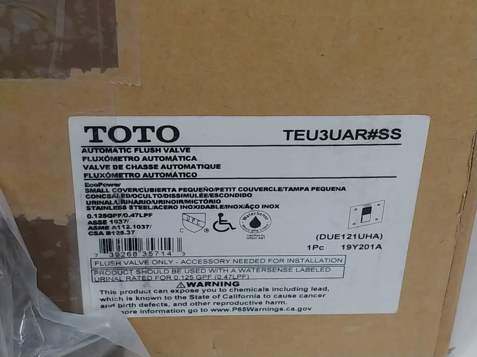 Válvula de descarga de urinario de ultra alta eficiencia Toto TEU3UAR#SS EcoPower solo nueva de stock Foto 2 de 4