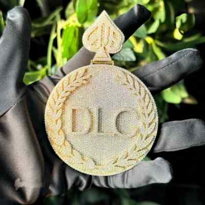 4.50Ct Round Cut Moissanite Men's Letter Custom Pendant 14K Yellow Gold Plated