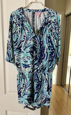Lilly Pulitzer Women s Bryce Romper Bright Navy Crash the Bash Size XS NWT $158