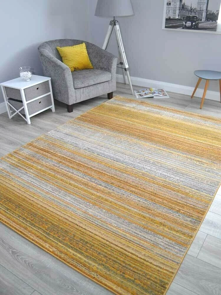 Mustard Gold Grey Thin Stripes Rugs Small Extra Large Abstract Floor Carpet Soft
Opens in a new wind