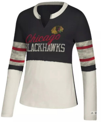 Adidas Women’s Chicago Blackhawks Finished Long Sleeve Jersey Shirt Large L  NHL
