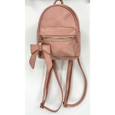 backpack faux leather bows Faux Leather BackPack Pink Bow Accent Adjustable Straps Pockets
