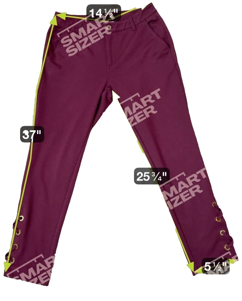 Michael Kors Womens LaceUp Hem Burgundy Pants Capsule Office Siren Dark Academia - Image 4 of 4