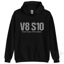 V8 S10: Truck frame, V8 heartbeat hoodie car driver gift