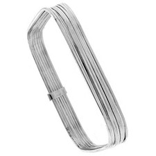 925 Sterling Silver 7-Day Square Shape Slip-On Bangle Bracelet 9mm, 8" Long