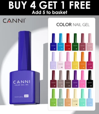 CANNI® 9ml Hema Free Nail Gel Polish Soak Off LED Colours Base Top Coat Varnish