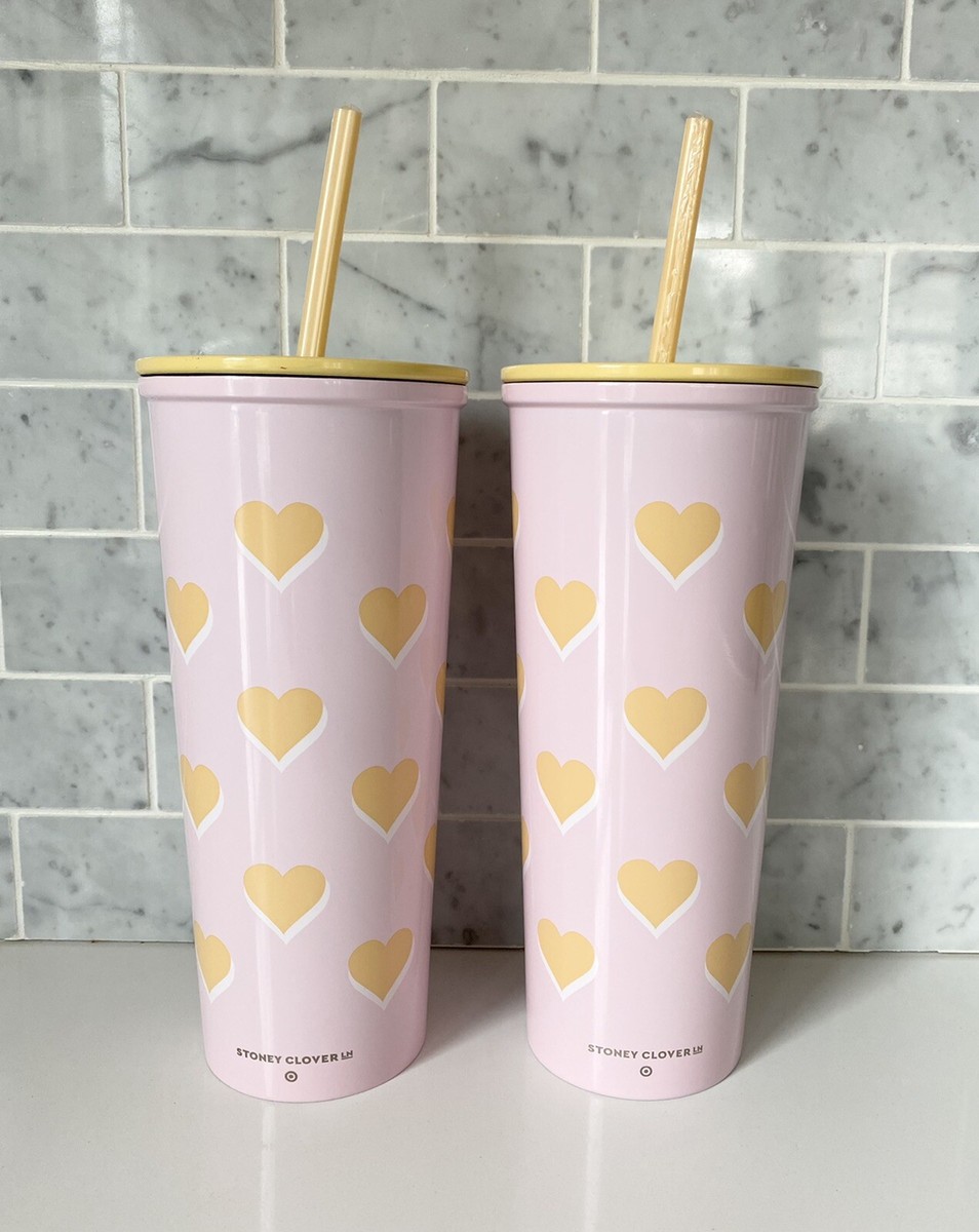 S/2 STONEY CLOVER LANE TARGET STAINLESS STEEL Heart Tumblers w