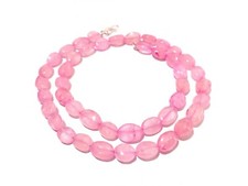 24"Inch Necklace Natural Rose Quartz 7x9-8x10mm Smooth Gemstone Oval Beads,Pink