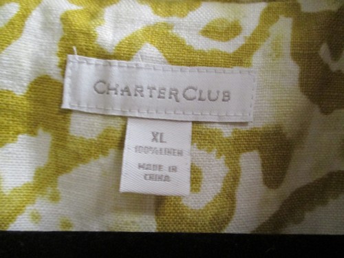 CHARTER CLUB green MOSAIC LINEN 3/4 Sleeves jacket Sz XL - Picture 2 of 14