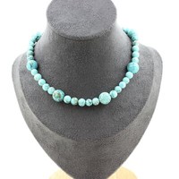 Mineralien Und Edelsteine. Halskette Perlen Howlite TüRkis 6 Mm + Howlite