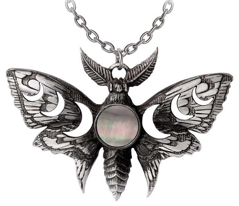Alchemy Gothic Unisex Nero/Argento Collana Gothic Di - Lunar Moth - Immagine 2
