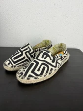 Ubuntu Life Espadrille Slip On Shoes Black White  Lebanon Print 7 Women’s NWOT