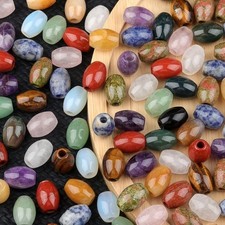 Natural Gemstone Faceted Barrel Beads Large Hole Loose Beads for Jewelry Making
