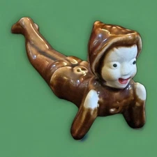 Pixie Elf Sprite California Pottery Millesan Drews Figurine Kitsch MCM Brown 