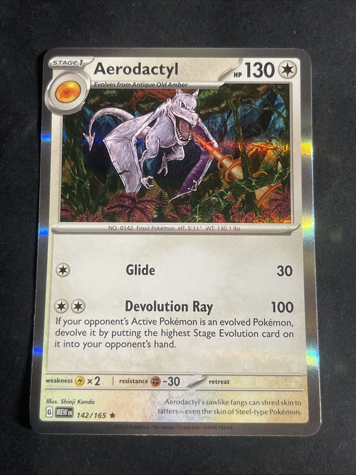 AERODACTYL 142/165 151 POKEMON ENGLISH (HOLO, NM)