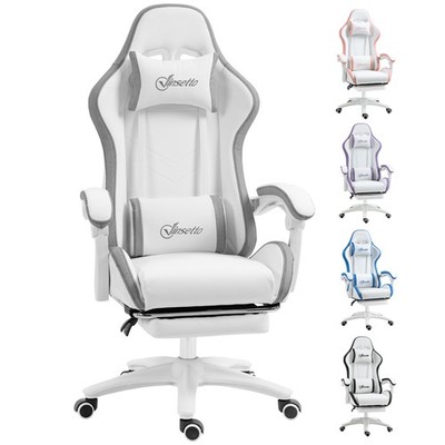 Vinsetto Racing Style Gaming Stuhl mit Liegefunktion Fußstütze, grau
