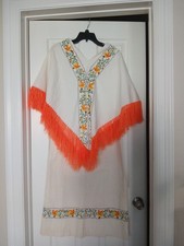 Mexican Oaxacan Hand Embroidered  Crocheted Boho Dress S