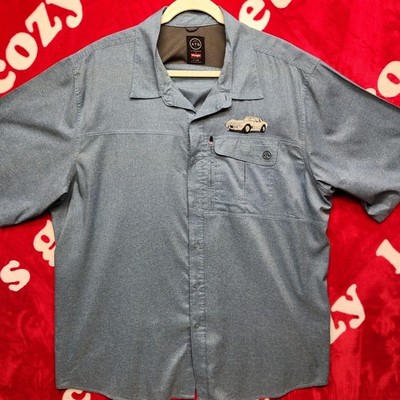 Wrangler ATG Mens 2XL Blue Performance Hiking Fishing Shirt Embroidered Corvette