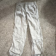 H&M Womens Beige Cotton Jogger Pants Solid Dr...