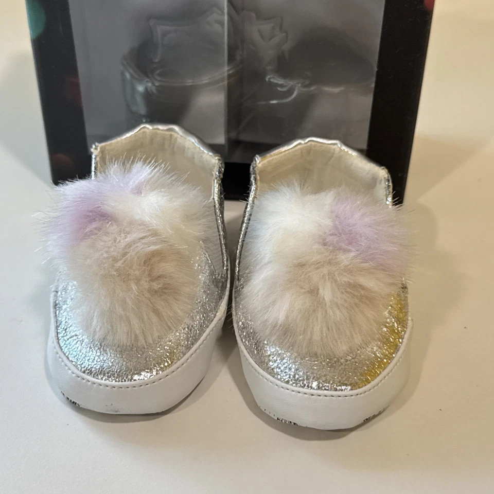 ASH KIDS Baby Pompom Shoes in Silver INFANT BABY 3-6 Month Size 17 — 第 2/4 张图片