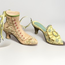 Victorian Boot Shoe RA Pink Blue White Flowers Resin Shoes Decor