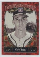 2013 Panini Cooperstown Collection Red Crystal Shard /399 Warren Spahn HOF 3h2