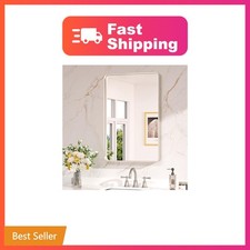 Keonjinn 20 x 30 Inch Brushed Nickel Bathroom Mirrors for Over Sink HD Temp...