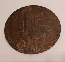 Militaria  - WW1 Bronze Memorial Plaque Awarded To Alfred Saunders