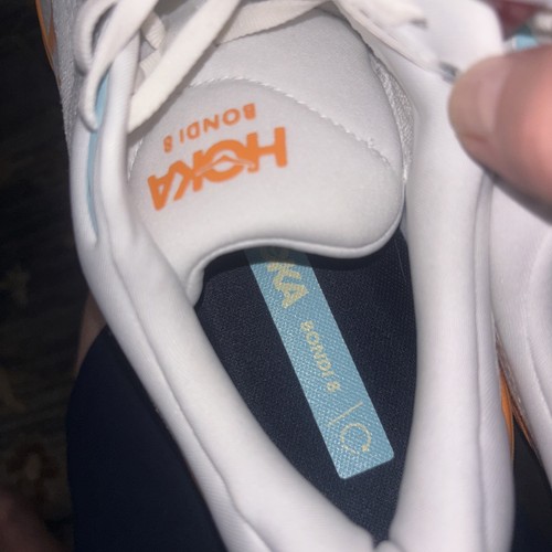 NUOVO HOKA BONDI 8 BNCS BIANCO ARANCIO GIALLO UOMO TAGLIA 10 D Nuovo Autentico - Foto 6 di 9