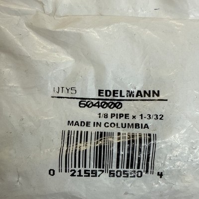 (5) Edelmann Grease Fitting 604000 1/8 pipe x 1-3/32, Pack of Five