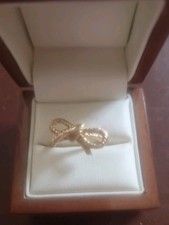 9ct Yellow Gold Diamond Cut Bow Ring Size P Weight 4.76