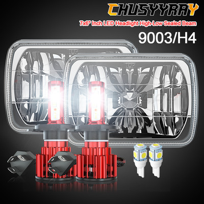 Pair For 1976-1986 Ford F 150 Pickup 7x6 5x7'' LED Headlights Hi/Lo Beam DRL