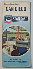Standard Oil Chevron Gas SAN DIEGO California Folded Paper Road Map 1968 7319