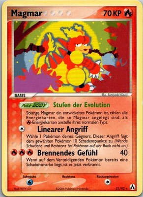 Pokémon Magmar 21/92 - EX Legend Maker - Deutsch 2006