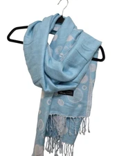 Pashmina Women Polka Dot Light Blue Scarf Design in Italy Lightweight Wrap Size