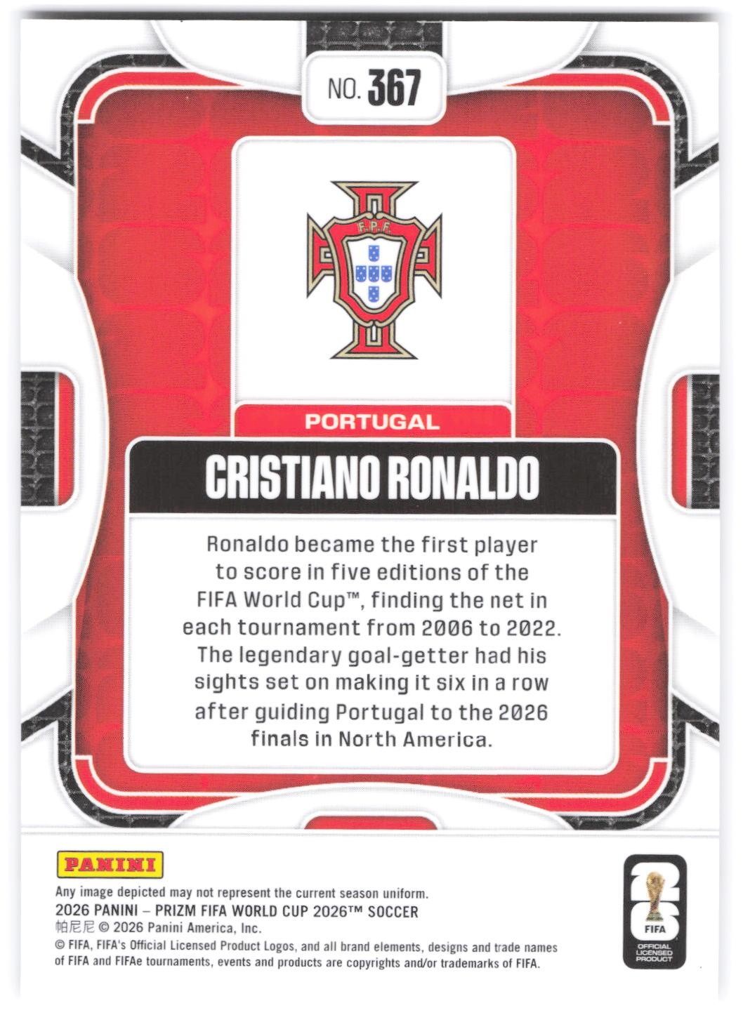 2026 Panini Prizm FIFA World Cup #367 Cristiano Ronaldo view 2
