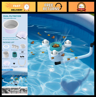 Above Ground Pool Skimmer - No Installation, 10 Filter Socks, Tri-Float Design