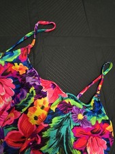 Jantzen Women's One-Piece Swimsuit Size 14 Floral Black Multicolor 2S303