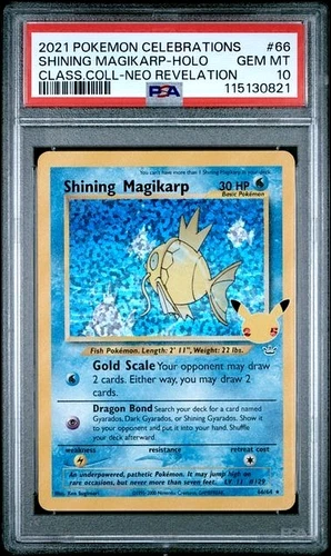 POKEMON SHINING MAGIKARP 2021 CELEBRATIONS CLASS. COLL #66 NEO REVELATION PSA 10