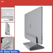 Vertical Laptop Stand Space Gray Aluminum Desk Space Saving Cooling Compatible