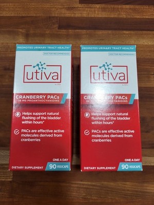 TWO New, Sealed Utiva Cranberry Pacs 90 Count Each, Expires Sep 2026