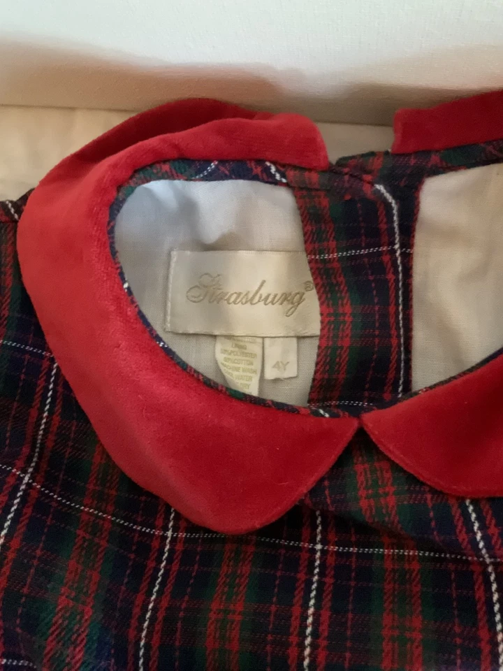 Vestido de Navidad a cuadros Strasburg 5T, ribete de terciopelo Foto 4 de 4