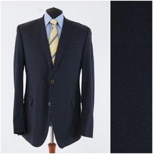 Mens Navy Blue Blazer 46L US Size CARL GROSS Italian Wool Sport Coat Jacket