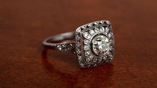 Art Deco Style Round 2.5CT Lab Created Diamond Engagement 14K White Gold FN Ring