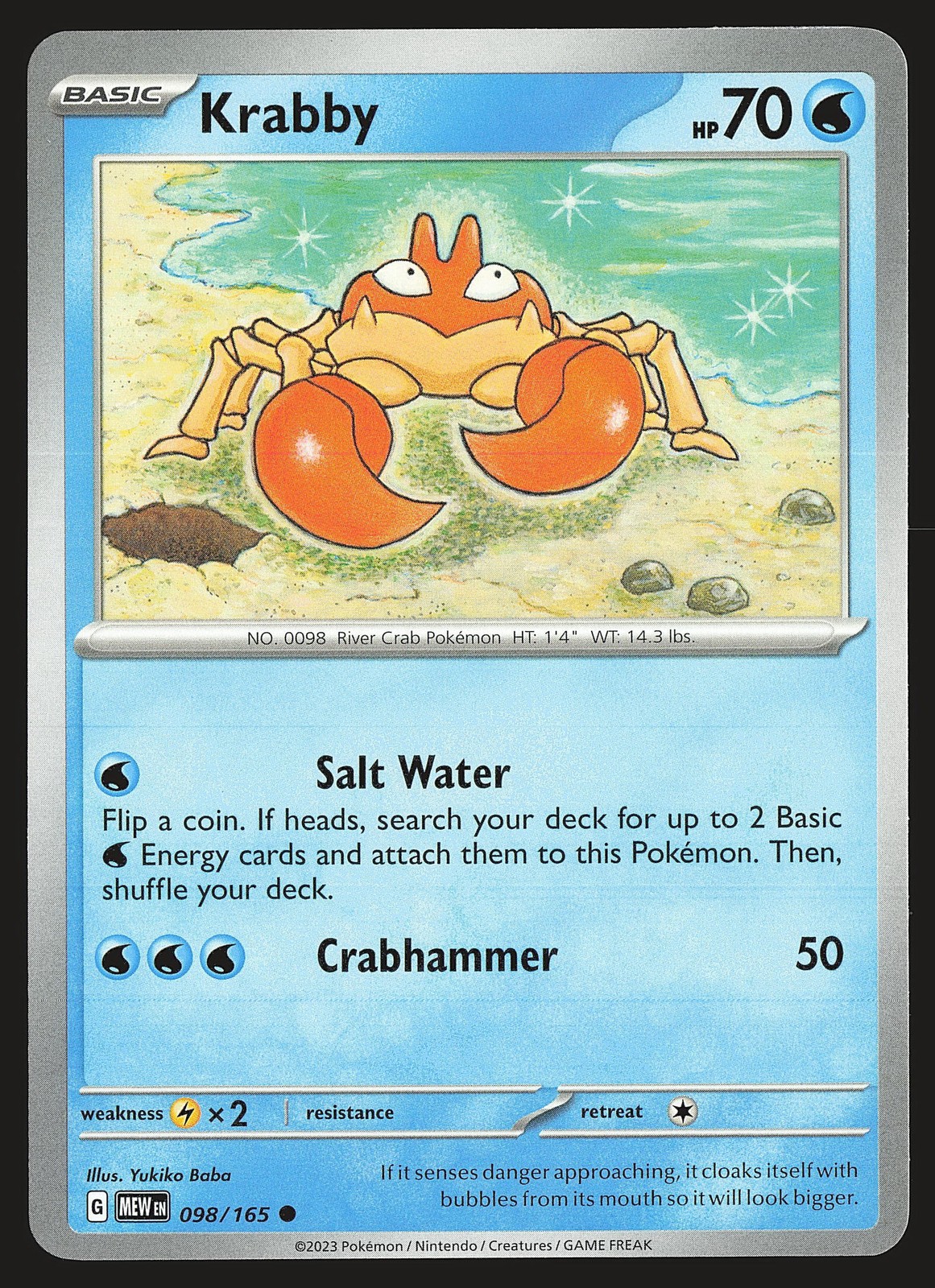 SV: Scarlet & Violet 151 Krabby #098/165 Common Pokemon Card