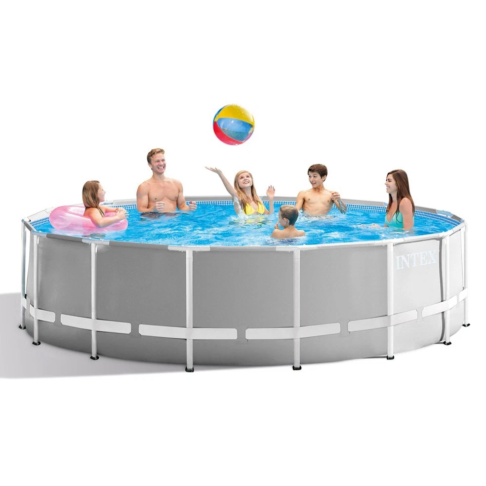 INTEX Prism Frame Pool Ø 457x122cm Schwimmbecken Stahlrohrbecken Grau - Bild 2 von 3