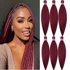 Mychanson Burgundy Braiding Hair Extensions for Braids 6 Packs Yaki Texture Wine