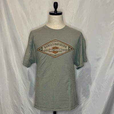 Vintage Harley Davidson Shirt Mens XL Green Roughneck Longview Texas Pinup Girl