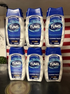 Tums Antacid Peppermint Chew Tablet Ultra Strength 1000 72 Ct  6 Pack